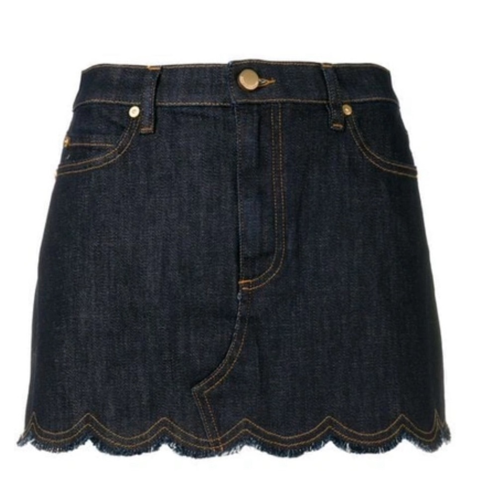 Red Valentino Scalloped hem denim mini skirt size 42 NWT